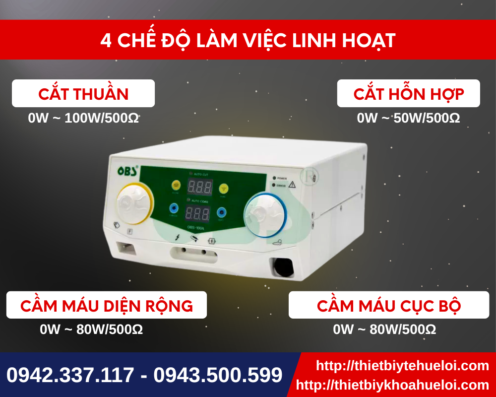 4 chế độ cắt và cầm máu trên dao mổ điện thú y đơn cực
